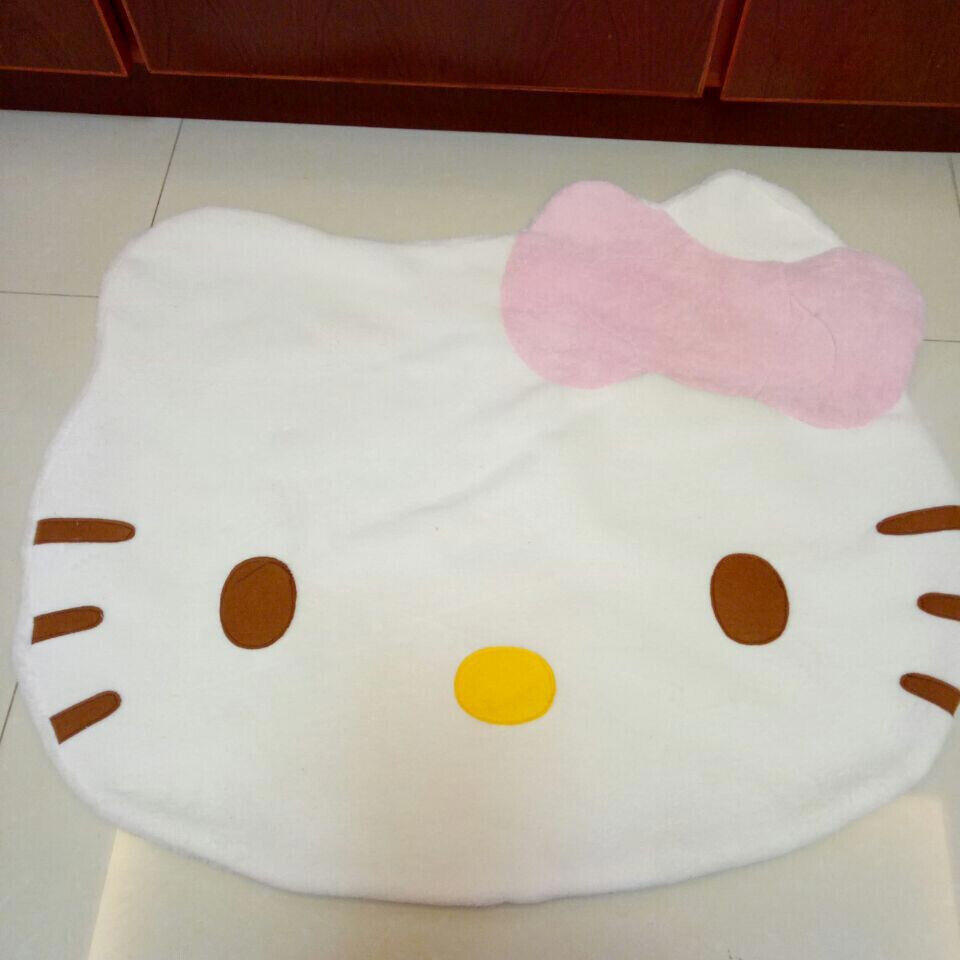 Cute Pink Bow Hello Kitty Head Carpet Soft Fuzzy Rugs Children Bedroom Pet Mat