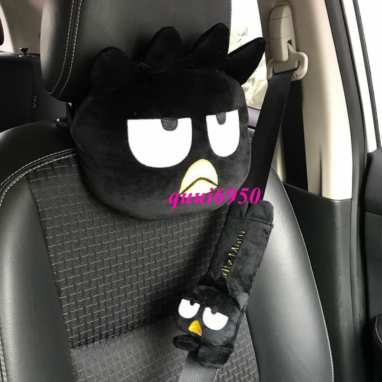 2pcs Cool Badtz Maru Auto Car Neck Pillow Headrest Seat Belt Cover Shoulder Pad