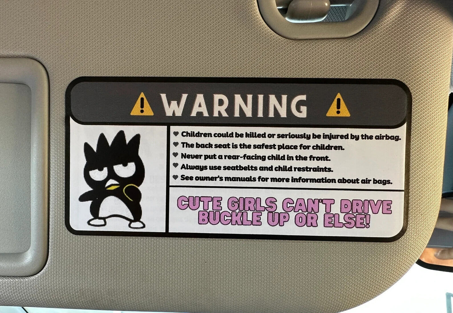 US Seller  Kuromi Funny Car Airbag Warning Stickers Kuromi Kirby Badtz maru