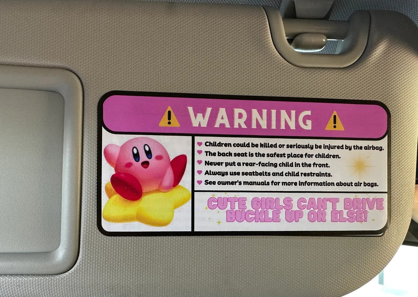 US Seller  Kuromi Funny Car Airbag Warning Stickers Kuromi Kirby Badtz maru