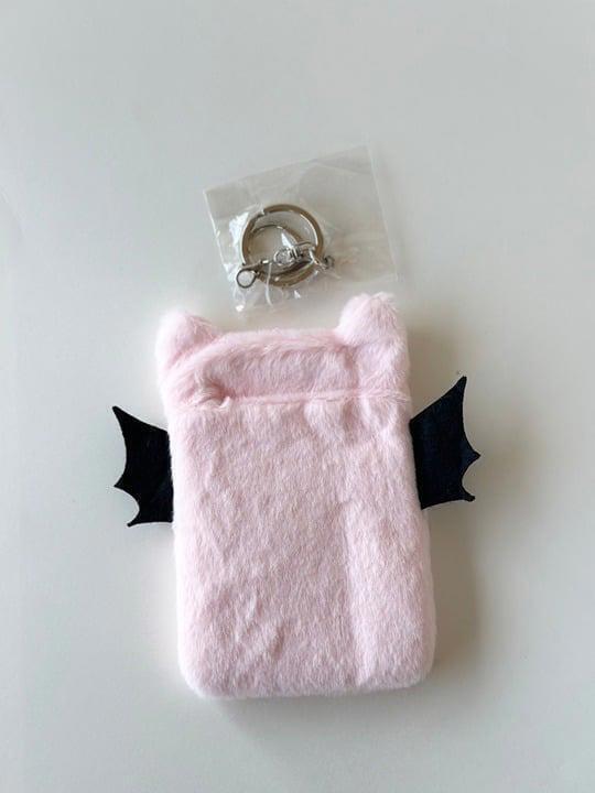 Pink Cute Kawaii Devil Kpop Fluffy Plushy Photocard Holder