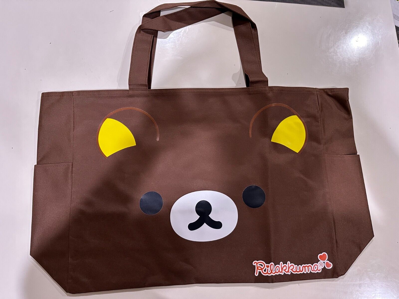 US Seller Brown Rilakkuma Zipper Canvas Tote Bag