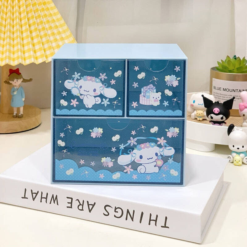 US Seller Sanrio CINANMOROLL KUROMI POCHACCO Desk Organizer/ 3 Drawers Storage