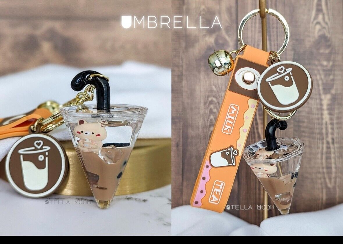 Liquid Brown Boba liquid keychain with 7 different shapes