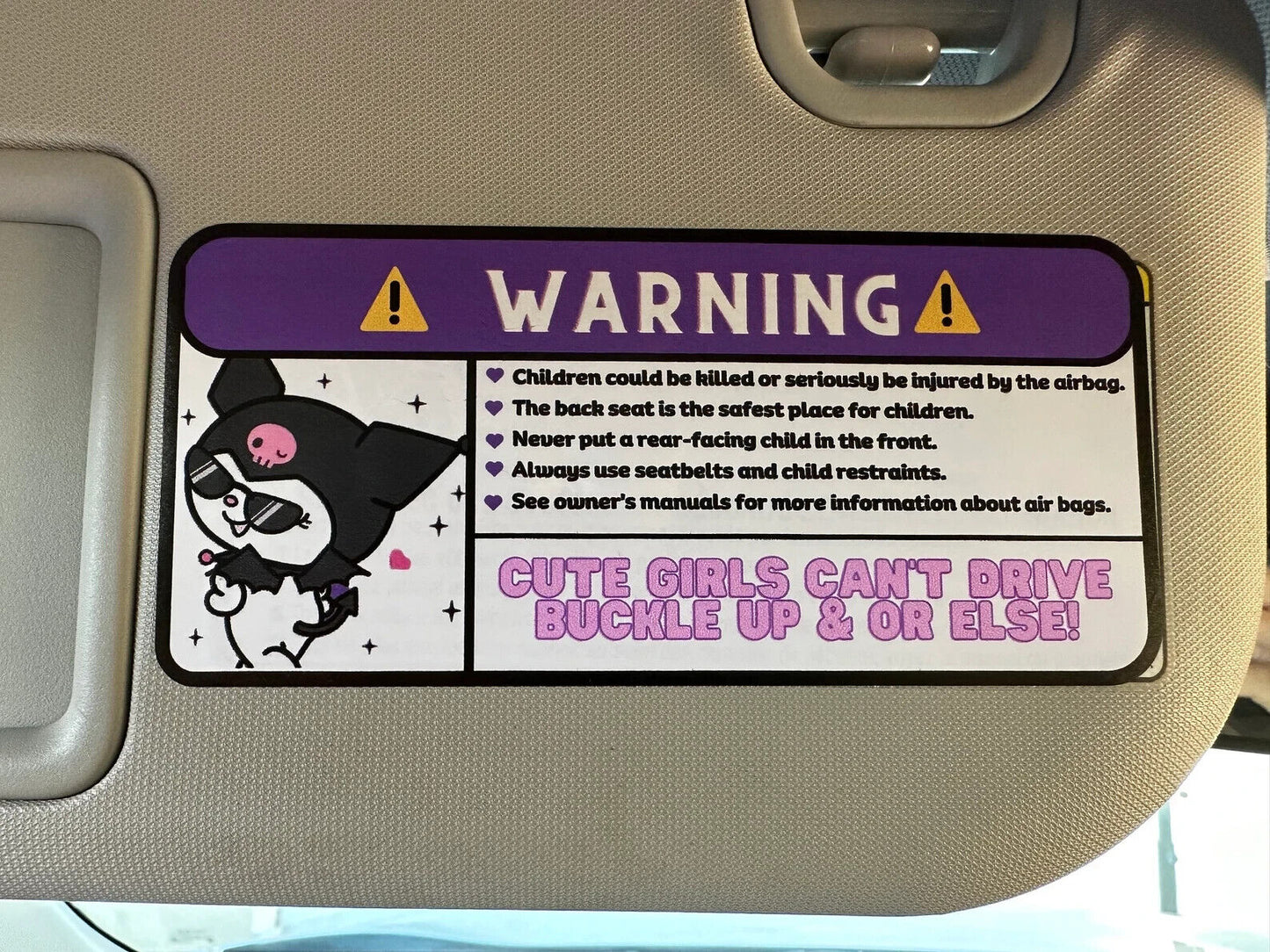 US Seller Badtz maru Kirby Hello Kitty Funny Car Airbag Warning Stickers Kuromi