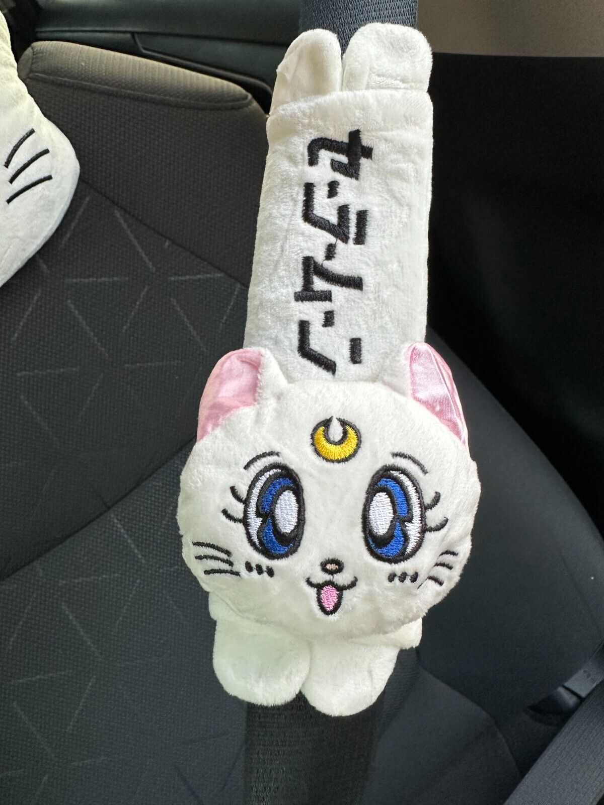 WHITE Sailormoon  Pillow Driving Car Seat Headrest Pillow with SEATBELT COVER