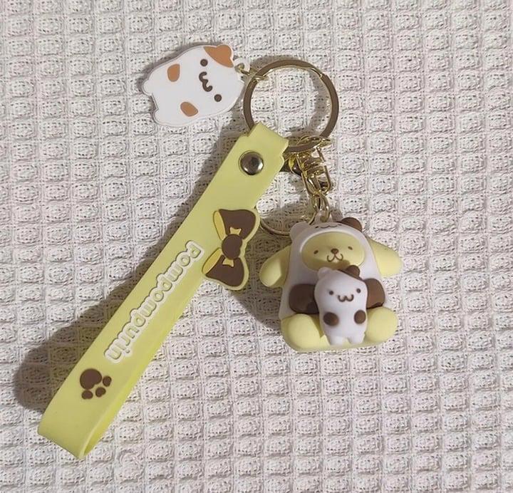 Sanrio Pompompurin Cute Kawaii Pendant Ring Keychain