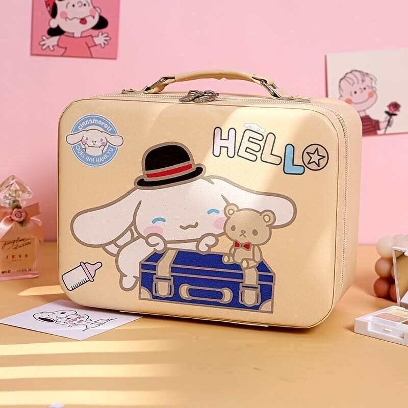 Kawai Sanrio Family Kuromi Large Capacity Cosmetic Bag Hard Portable Storage Box