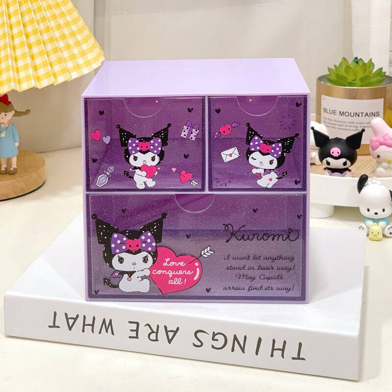 US Seller Sanrio CINANMOROLL KUROMI POCHACCO Desk Organizer/ 3 Drawers Storage