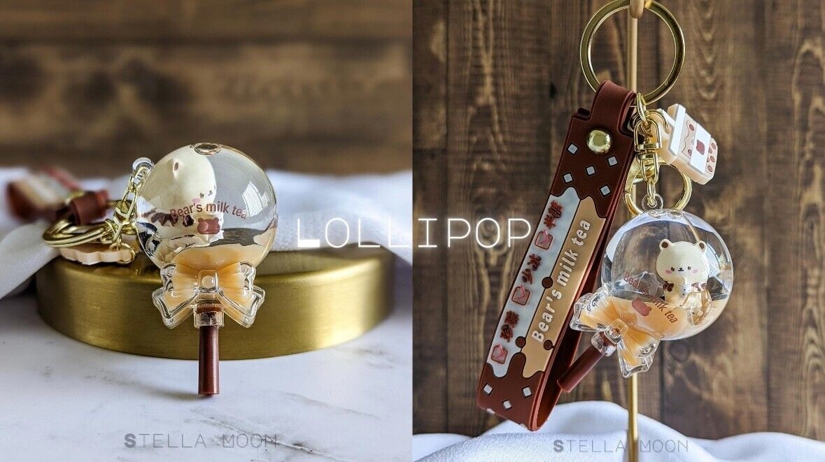 Liquid Brown Boba liquid keychain with 7 different shapes