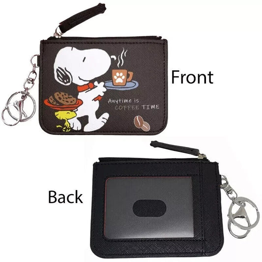 Snoopy Woodstock Character Themed Coin Purse Card Holder ID Wallet Keychain