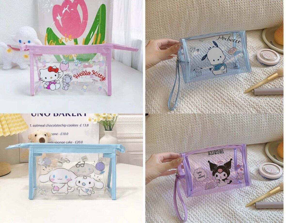 US seller transparent sanrio characters pencil case/cosmetic bag