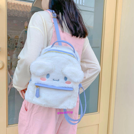 Cute Girl Gift Blue Cinnamoroll Backpack Soft Plush Shoulder Bag Handbag Tote