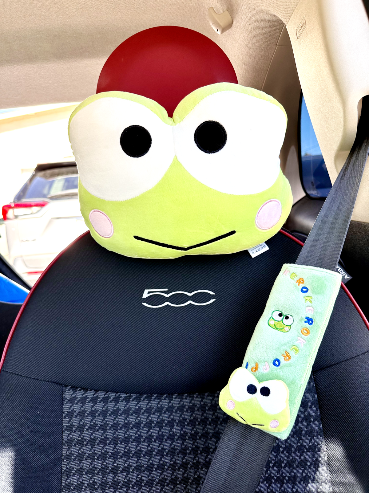 2 Pcs Keroppi Headrest and Seatbelt Cover | Kawaii Characters | Car Accessories|