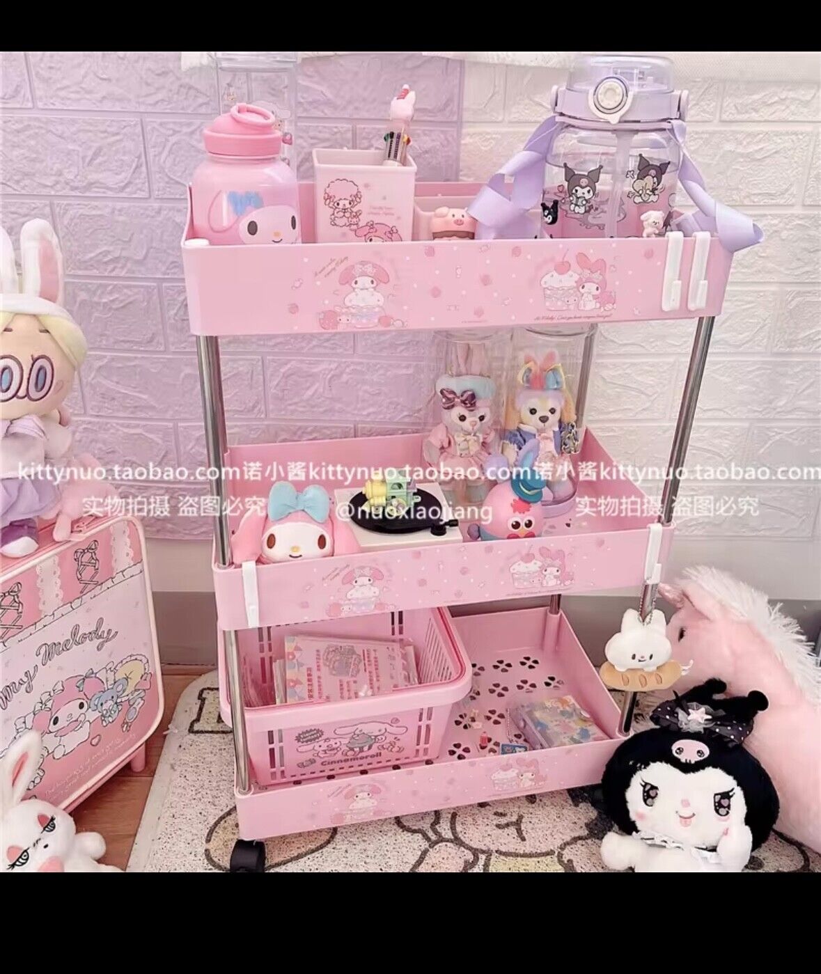 Sanrio Kuromi Cinnamoroll Hello Kitty 3 Tier Shelf Storage Organizer Cabinet