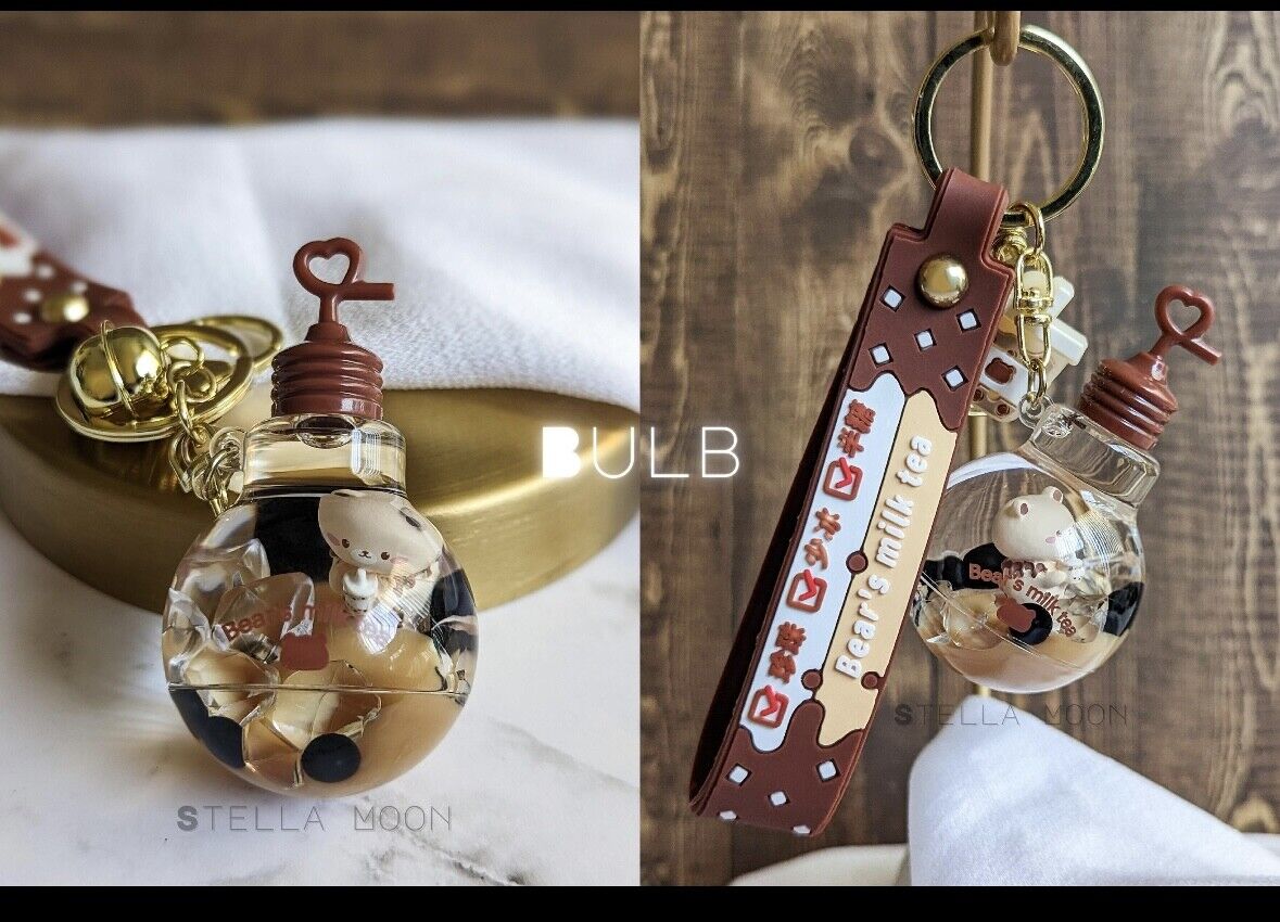 Liquid Brown Boba liquid keychain with 7 different shapes