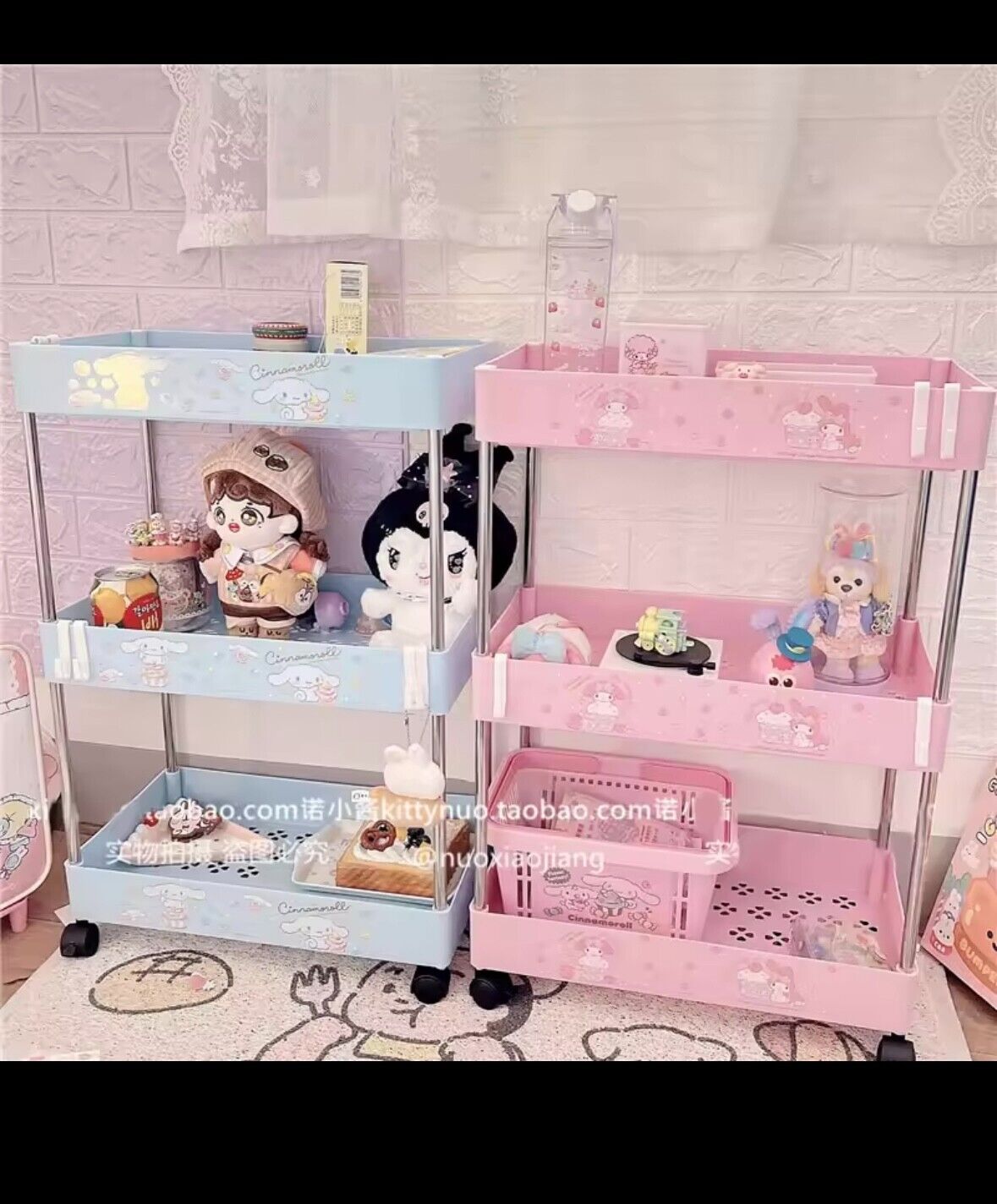 Sanrio Kuromi Cinnamoroll Hello Kitty 3 Tier Shelf Storage Organizer Cabinet