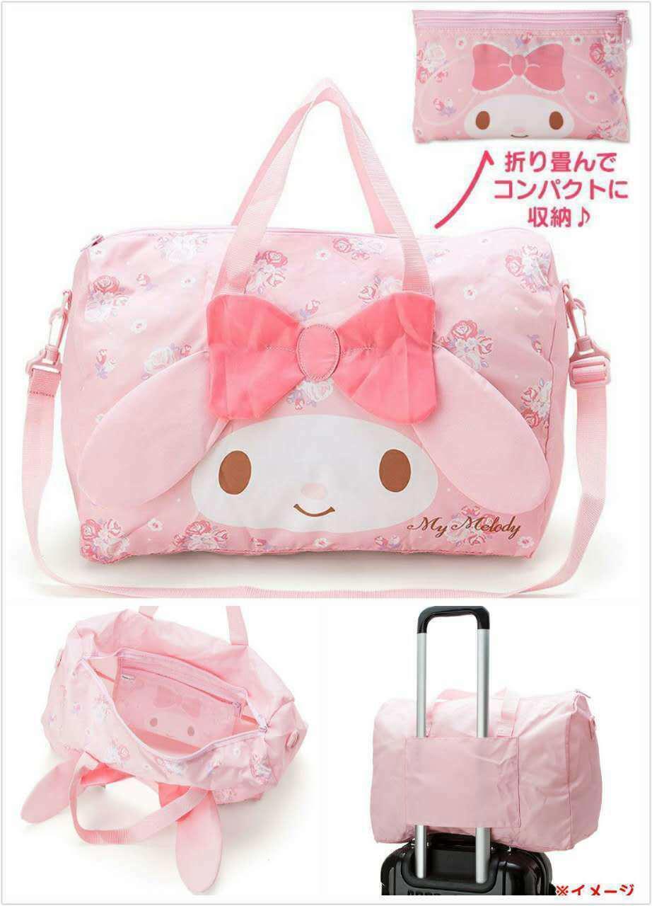 Women Girl's My Melody Foldable Travel Luggage Trolley Tote Crossbody Duffle Bag