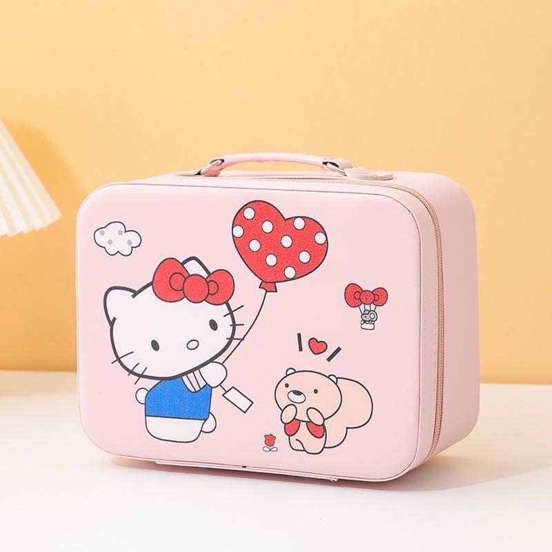 Kawai Sanrio Family Kuromi Large Capacity Cosmetic Bag Hard Portable Storage Box