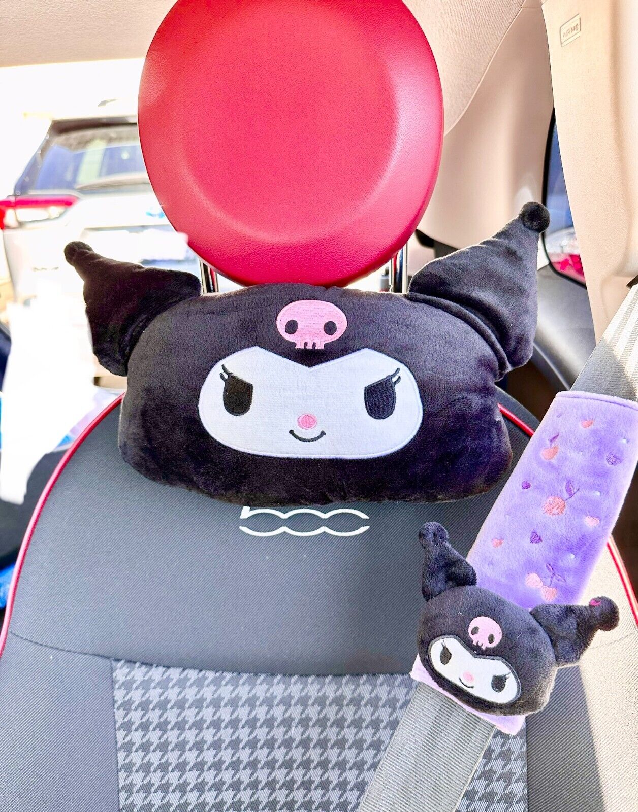 US SELLER 2pcs Kuromi Car Neck Pillow Headrest Soft Seat Belt Cover Shoulder Pad