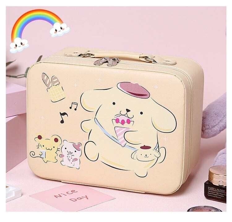 Kawai Sanrio Family Kuromi Large Capacity Cosmetic Bag Hard Portable Storage Box