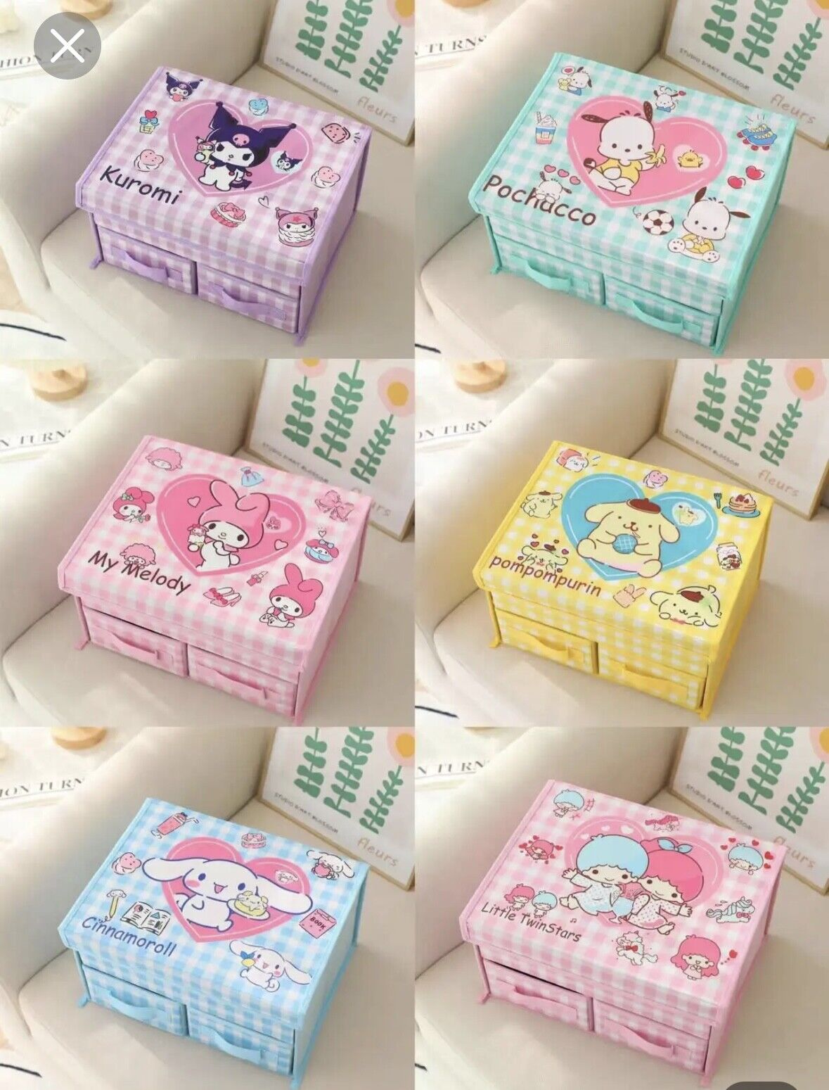 US Seller Sanrio Characters  2 Drawers Foldable Storage Bin/Box