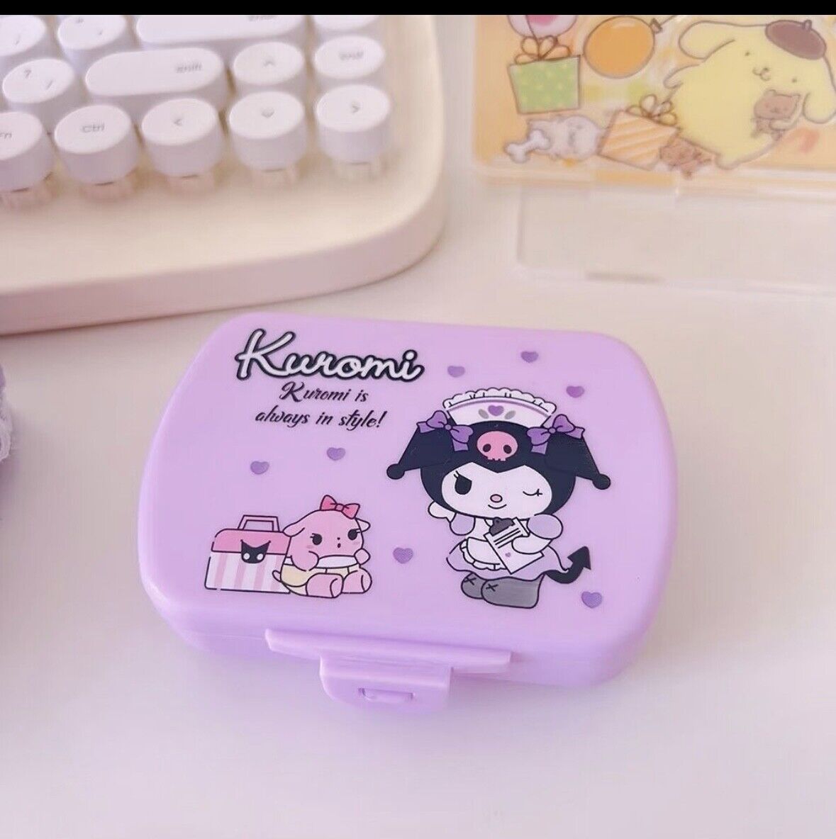 1PC Hello Kitty Pill Case Medicine Case Travel Pill Organizer 6 Compartments