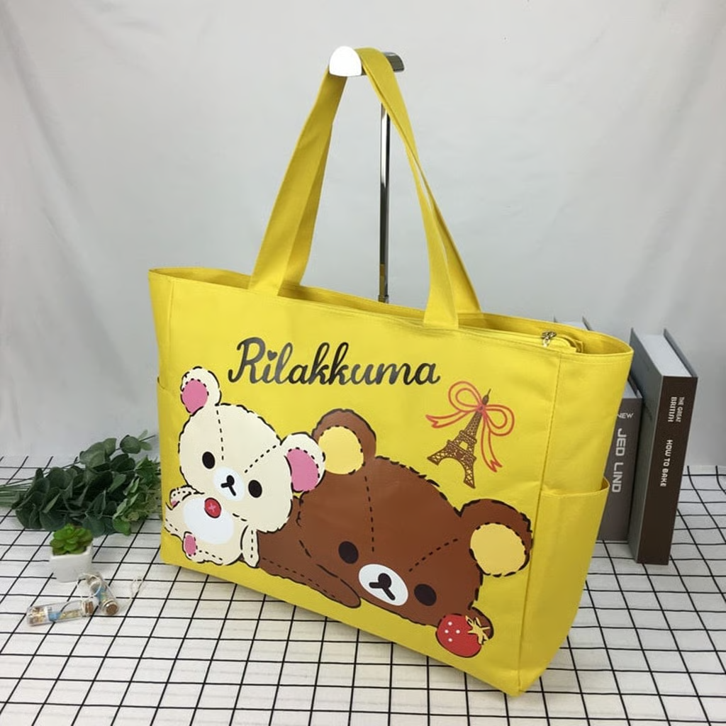 US Seller Rilakkuma Zipper Canvas Tote Bag