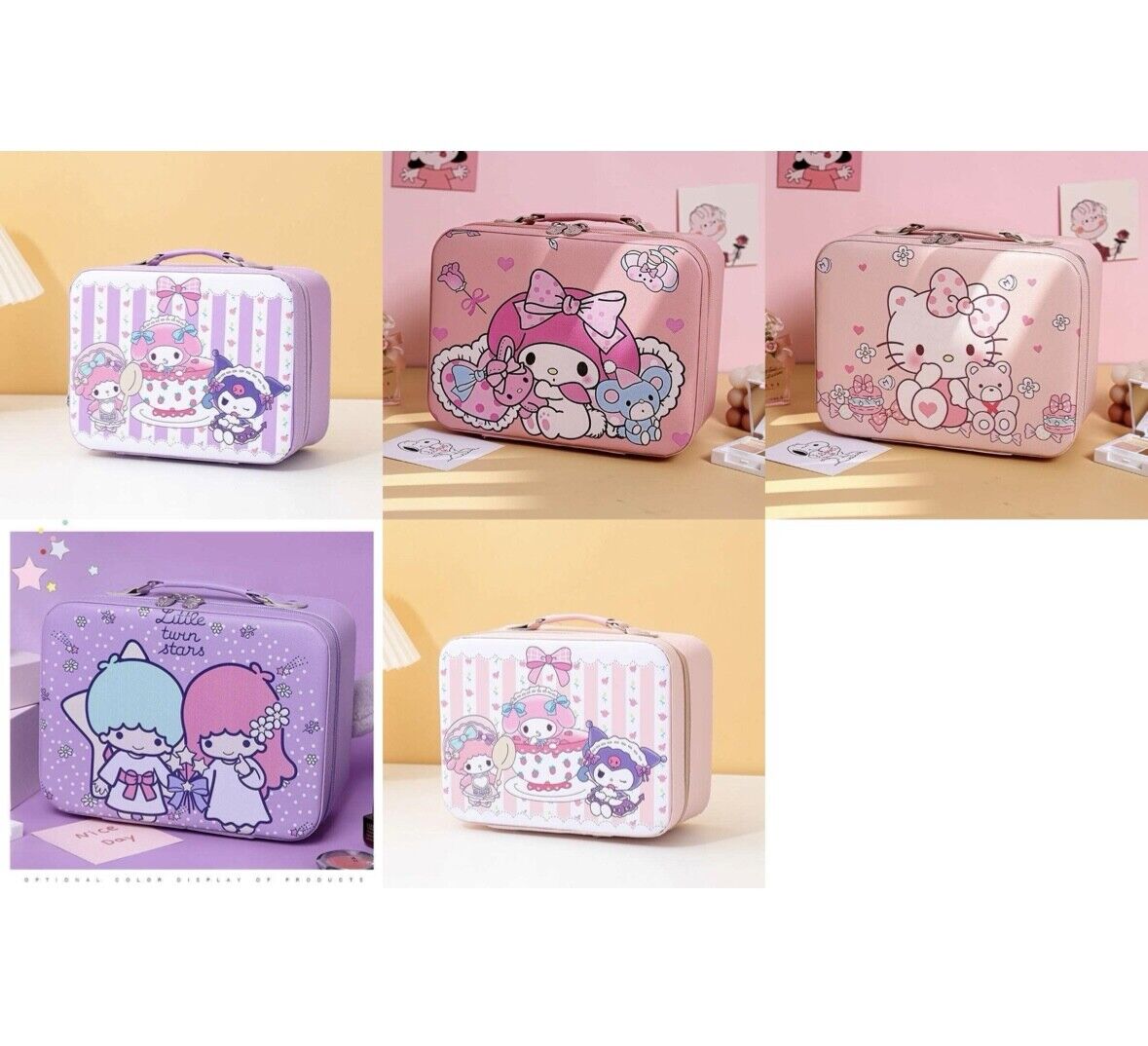 Kawai Sanrio Family Kuromi Large Capacity Cosmetic Bag Hard Portable Storage Box