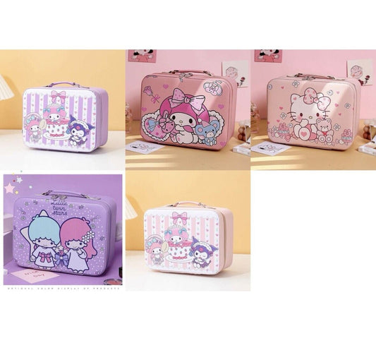 Kawai Sanrio Family Kuromi Large Capacity Cosmetic Bag Hard Portable Storage Box