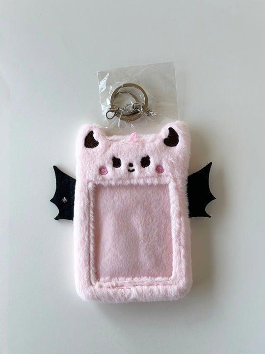 Pink Cute Kawaii Devil Kpop Fluffy Plushy Photocard Holder