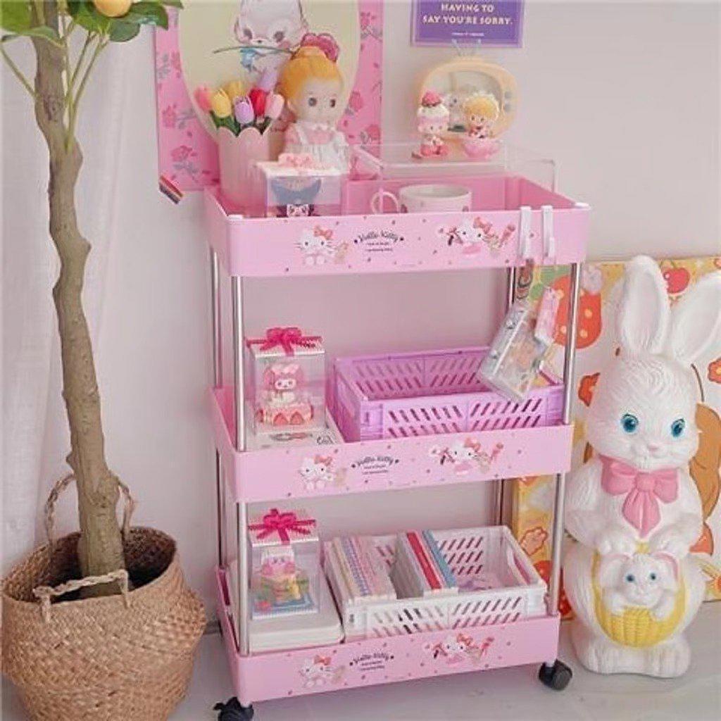 Hello Kitty Three-Tier Wheeled Rack Floor Trolly