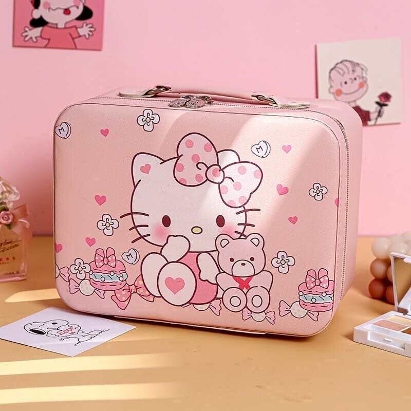 Kawai Sanrio Family Kuromi Large Capacity Cosmetic Bag Hard Portable Storage Box