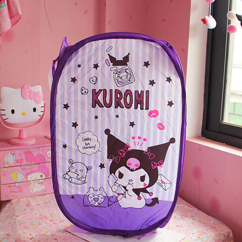 Kuromi Melody Kitty Laundry Basket Hamper Dirty Clothes Storage Folding Bin Bag