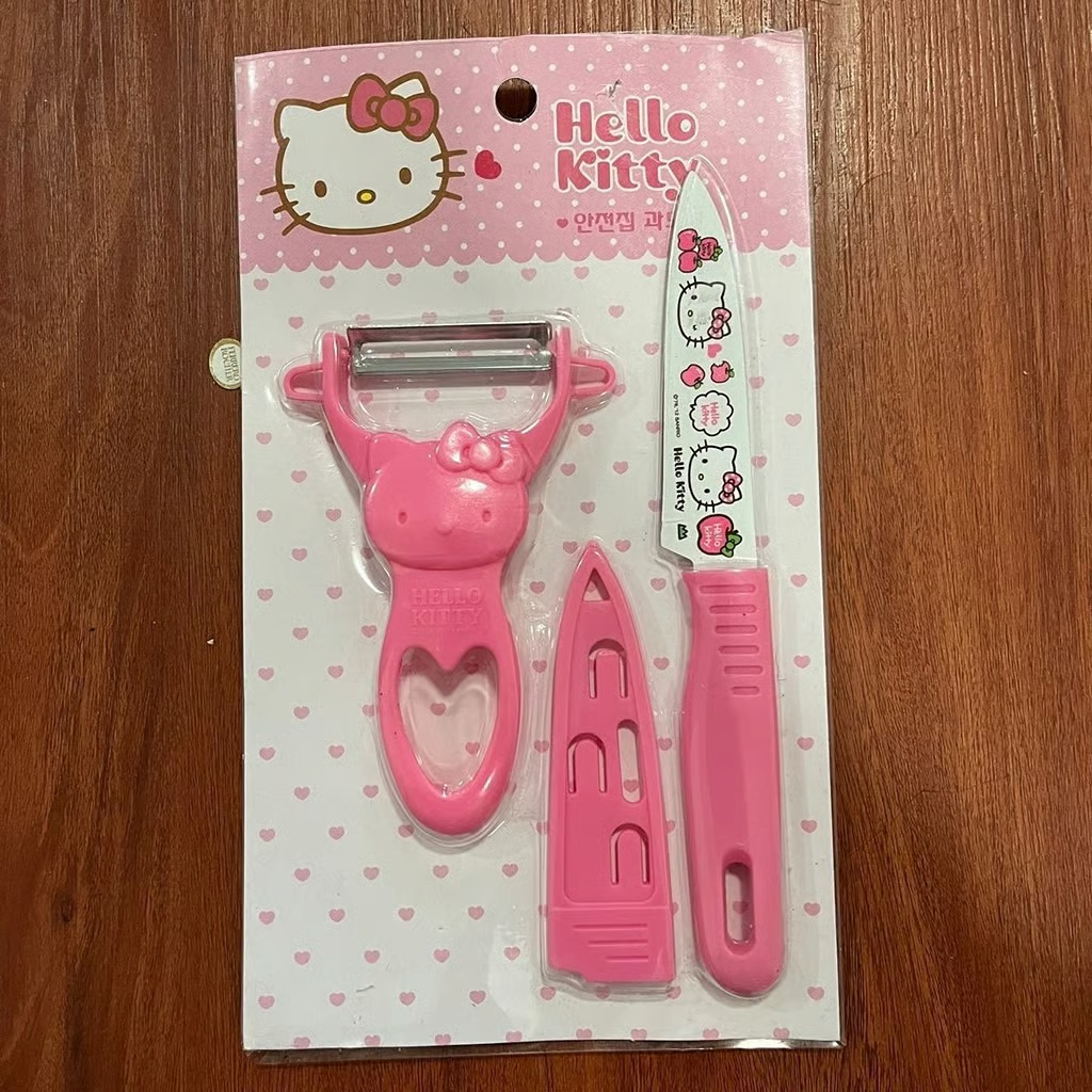 Hello Kitty 2PC Knife Set Serrated Blade Peeler Kitchen Accessory