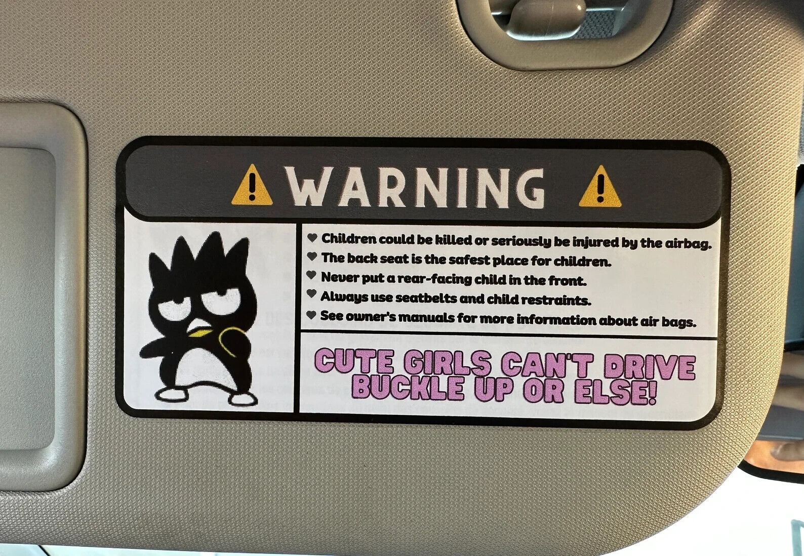 US Seller  Cinnamoroll Funny Car Airbag Warning Stickers Kuromi Kirby Badtz maru