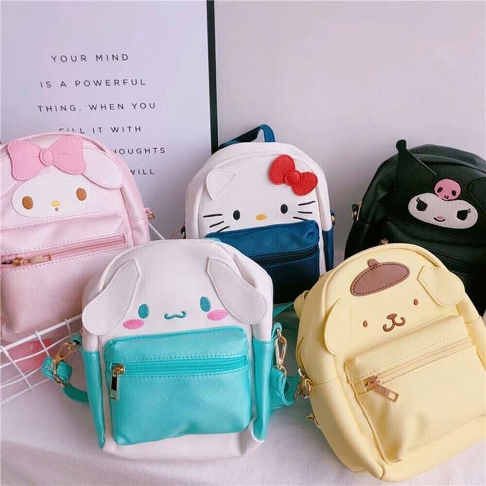 Sanrio Hello Kitty Kuromi PU Leather Shoulder Bag Mini Backpack Crossbody Bag