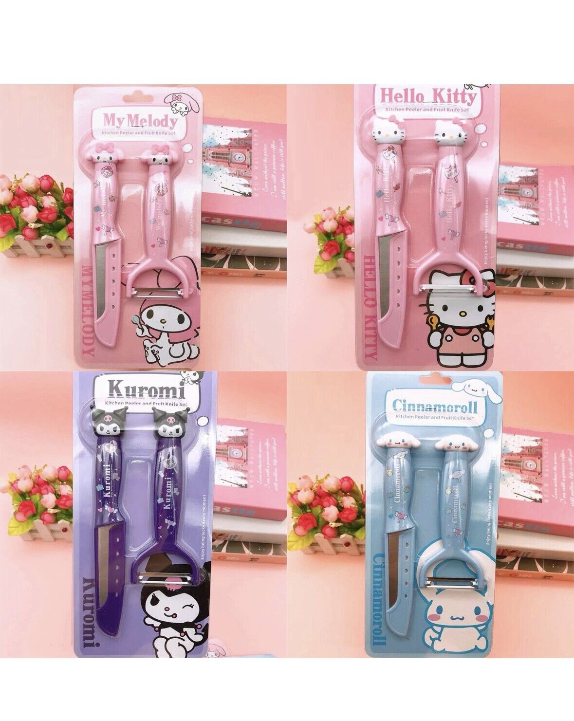 US Seller Kuromi Hello Kitty Cinnamoroll Melody Knife and Peeler set