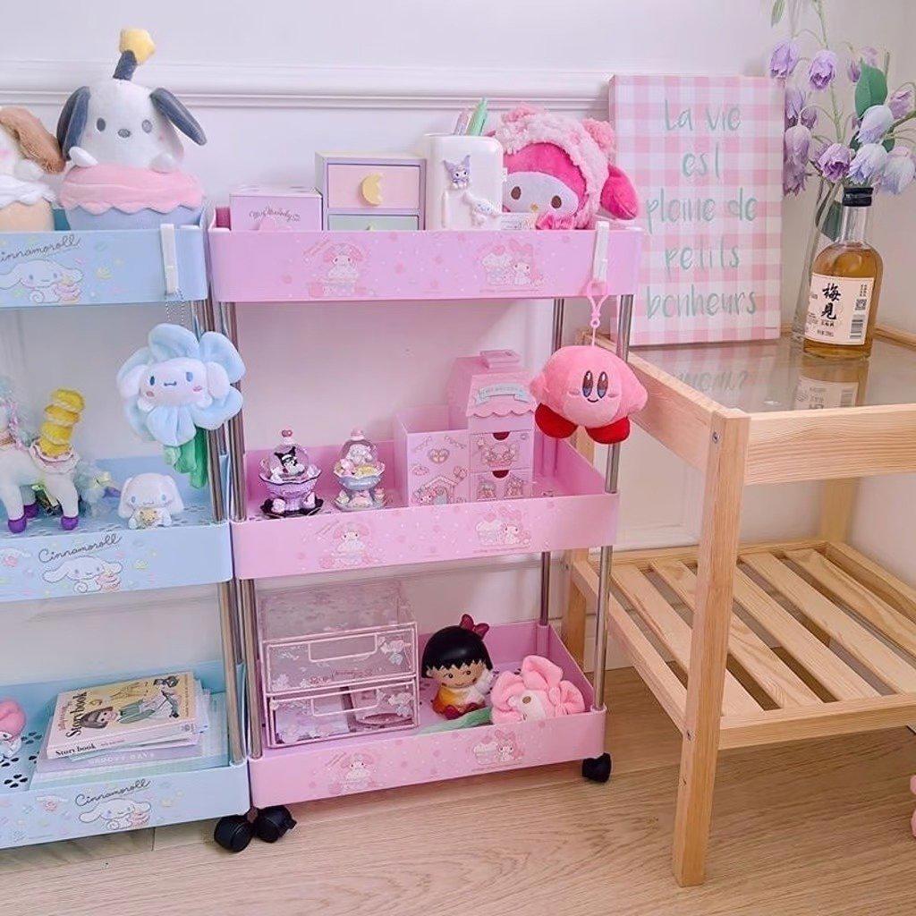 My Melody Three-Tier Wheeled Rack Floor Trolly