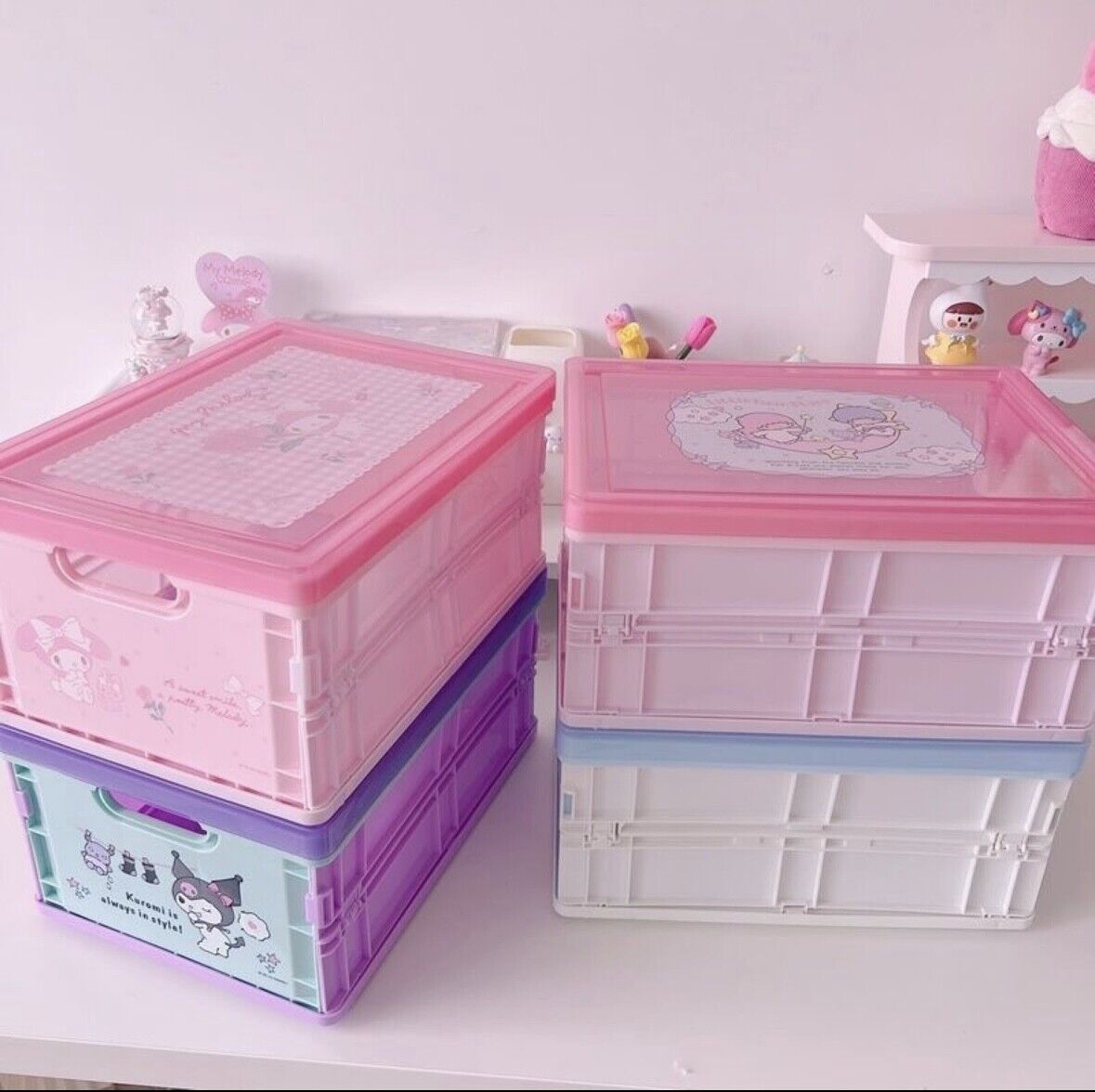 Sanrio Hello Kitty Kuromi Cinnamoroll Characters  Foldable Storage Bin/Box