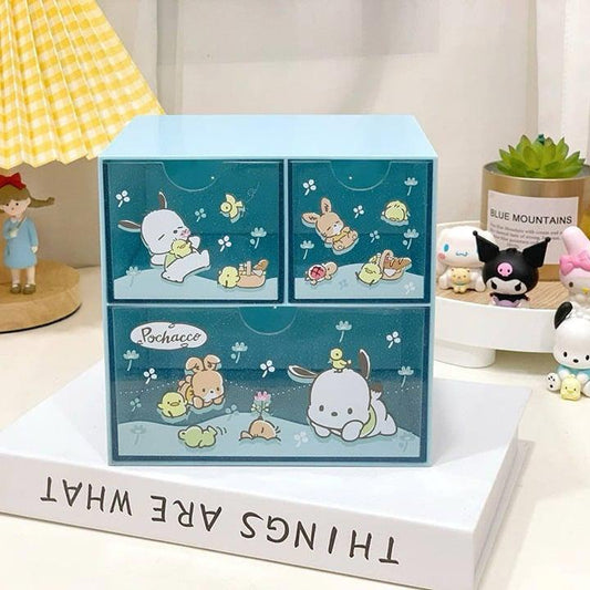 Pochacco storage box with 3 drawers